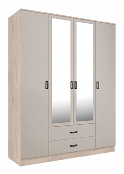 Czterodrzwiowa szafa z lustrem w kolorze dąb sonoma + kaszmir G8-H60 ze sklepu Edinos.pl w kategorii Szafy - zdjęcie 188985103