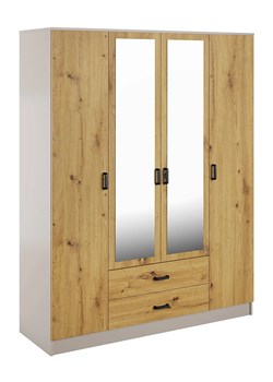 Czterodrzwiowa szafa z lustrem w kolorze kaszmir + dąb artisan - Orvexa ze sklepu Edinos.pl w kategorii Szafy - zdjęcie 188985110