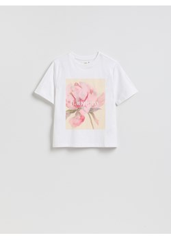 Reserved - Bawełniany t-shirt z nadrukiem - biały ze sklepu Reserved w kategorii Bluzki damskie - zdjęcie 188985704