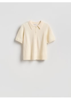 Reserved - Wełniany sweter polo - kremowy ze sklepu Reserved w kategorii Swetry damskie - zdjęcie 188985801