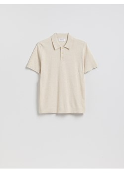 Reserved - Sweter polo z bawełną - beżowy ze sklepu Reserved w kategorii Swetry męskie - zdjęcie 188986140