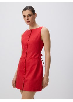 Reserved - Lniana sukienka mini - czerwony ze sklepu Reserved w kategorii Sukienki - zdjęcie 188986330