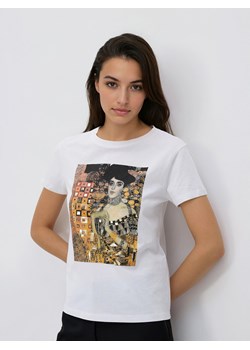 Reserved - Bawełniany t-shirt z nadrukiem - biały ze sklepu Reserved w kategorii Bluzki damskie - zdjęcie 188986352