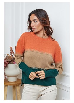 So Cachemire Sweter "Lurcia" w kolorze jasnobrązowo-zielono-pomarańczowym ze sklepu Limango Polska w kategorii Swetry damskie - zdjęcie 188987340