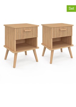 IDOMYA Factory Stoliki nocne (2 szt.) "Albane" w kolorze jasnobrązowym - 40 x 50 x 34 cm ze sklepu Limango Polska w kategorii Szafy - zdjęcie 188994074