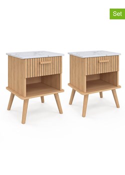IDOMYA Essentials Stoliki nocne (2 szt.) w kolorze jasnobrązowo-białym - 40 x 50 x 34 cm ze sklepu Limango Polska w kategorii Szafy - zdjęcie 188994110