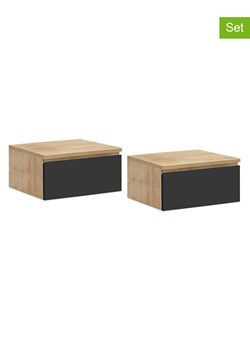 IDOMYA Essentials Stoliki nocne (2 szt.) "Tom" w kolorze jasnobrązowo-czarnym - 40 x 18 x 30 cm ze sklepu Limango Polska w kategorii Szafy - zdjęcie 188994144