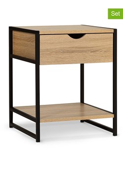 IDOMYA Essentials Stoliki nocne (2 szt.) "Memphis" w kolorze jasnobrązowo-czarnym - 40 x 50 cm ze sklepu Limango Polska w kategorii Szafy - zdjęcie 188994162