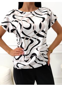 Kremowa Bluzeczka ze Wzorem ze sklepu ModnaKiecka.pl w kategorii Bluzki damskie - zdjęcie 188997132