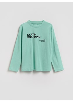 Reserved - Bawełniany longsleeve - jasnoturkusowy ze sklepu Reserved w kategorii Bluzy chłopięce - zdjęcie 188997304