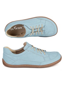 BAREFOOT Damskie minimalistyczne sneakersy skórzane OLIVIER 1282 błękit nubuk ze sklepu butyolivier w kategorii Półbuty damskie - zdjęcie 188997512
