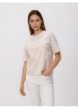 Reserved - T-shirt regular z haftem - beżowy ze sklepu Reserved w kategorii Bluzki damskie - zdjęcie 188997971