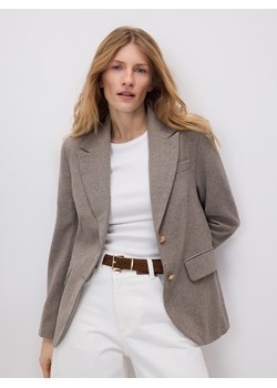 Reserved - Jednorzędowa marynarka z wełną - beżowy ze sklepu Reserved w kategorii Marynarki damskie - zdjęcie 188998111