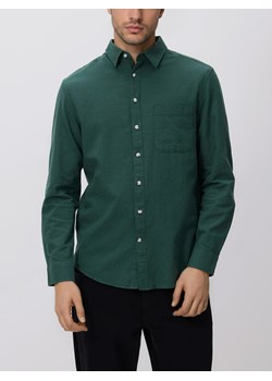 Reserved - Koszula regular z lnem - ciemnozielony ze sklepu Reserved w kategorii Koszule męskie - zdjęcie 188998130