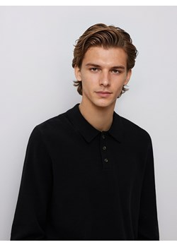 Reserved - Sweter polo z bawełną - czarny ze sklepu Reserved w kategorii Swetry męskie - zdjęcie 188998441