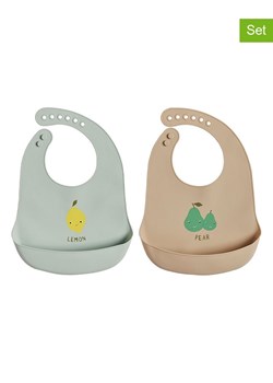 OYOY mini Silikonowe śliniaczki (2 szt.) "Yummy" w kolorze zielonym i jasnobrązowym ze sklepu Limango Polska w kategorii Zabawki - zdjęcie 188999114