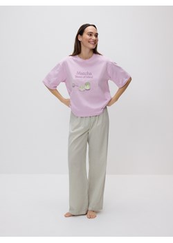 Reserved - Dwuczęściowa piżama z bawełny - jasnozielony ze sklepu Reserved w kategorii Piżamy damskie - zdjęcie 189000822