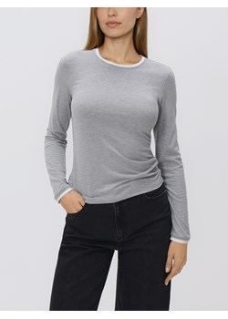 Reserved - Longsleeve z kontrastową lamówką - jasnoszary ze sklepu Reserved w kategorii Bluzki damskie - zdjęcie 189001371