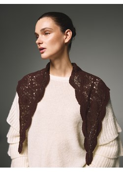 Reserved - Ażurowa chusta z bawełny - ciemnobrązowy ze sklepu Reserved w kategorii Szaliki i chusty damskie - zdjęcie 189001503