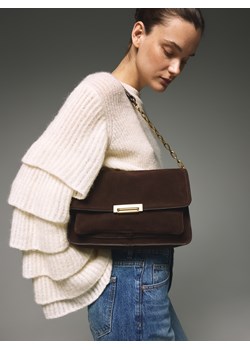 Reserved - Zamszowa torebka na ramię - ciemnobrązowy ze sklepu Reserved w kategorii Torebki damskie - zdjęcie 189001932