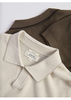 Reserved - Koszulka polo z lnem - oliwkowy ze sklepu Reserved w kategorii T-shirty męskie - zdjęcie 189002023