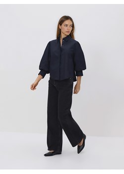 Reserved - Koszula z bufiastymi rękawami - granatowy ze sklepu Reserved w kategorii Bluzki damskie - zdjęcie 189002031