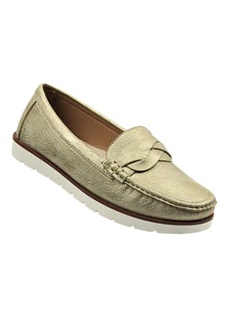 Skórzane mokasyny, półbuty damskie - Vice Versa 834281, złote ze sklepu ulubioneobuwie w kategorii Mokasyny damskie - zdjęcie 189002510