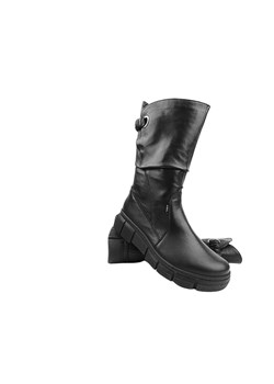 Skórzane kozaki damskie - AXEL 4501, czarne ze sklepu ulubioneobuwie w kategorii Kozaki damskie - zdjęcie 189002611