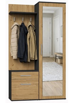 Garderoba Do Przedpokoju Antracyt + Dąb Artisan W7-F18 ze sklepu Edinos.pl w kategorii Zestawy mebli do przedpokoju - zdjęcie 189002634