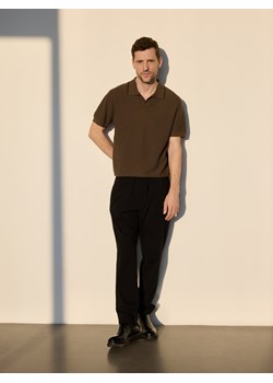 Reserved - Koszulka polo z lnem - oliwkowy ze sklepu Reserved w kategorii T-shirty męskie - zdjęcie 189003610