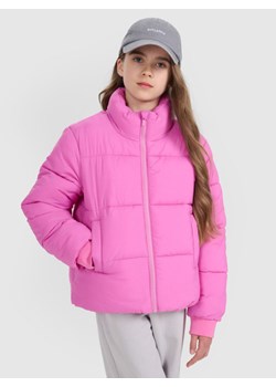 Dziewczęca kurtka puchowa pikowania 4F 4FJRAW25TDJAF0806 - różowa ze sklepu Sportstylestory.com w kategorii Kurtki dziewczęce - zdjęcie 189003641