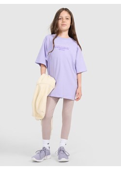 Dziewczęce legginsy dzianinowe 4F 4FJRAW25TTIGF291 - beżowe ze sklepu Sportstylestory.com w kategorii Spodnie dziewczęce - zdjęcie 189003651