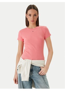 Tommy Jeans T-Shirt DW0DW17383 Różowy Slim Fit ze sklepu MODIVO w kategorii Bluzki damskie - zdjęcie 189004140