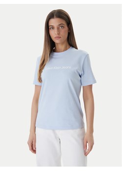 Calvin Klein Jeans T-Shirt LV047C912G Niebieski Regular Fit ze sklepu MODIVO w kategorii Bluzki damskie - zdjęcie 189004202