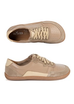 Barefoot damskie skórzane ALMA – miejskie buty casual zero drop ciemno beżowe ze sklepu butyolivier w kategorii Półbuty damskie - zdjęcie 189005900