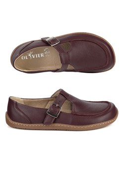 Damskie buty barefoot skórzane Olivier 1295 klamerka bordowe ze sklepu butyolivier w kategorii Półbuty damskie - zdjęcie 189005902