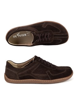 BAREFOOT Damskie minimalistyczne sneakersy skórzane OLIVIER 1321 brąz welur ze sklepu butyolivier w kategorii Półbuty damskie - zdjęcie 189005943