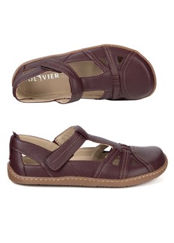 Buty damskie BAREFOOT Ultralekkie półsandały Olivier 1285 na rzep bordowe ze sklepu butyolivier w kategorii Półbuty damskie - zdjęcie 189005970