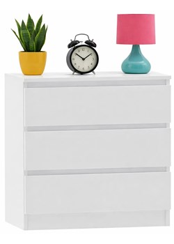 Biała Nowoczesna Komoda Z Trzema Szufladami E9-L81 ze sklepu Edinos.pl w kategorii Komody - zdjęcie 189006311