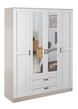 Minimalistyczna szafa z lustrem kaszmir + biały M4-B11 ze sklepu Edinos.pl w kategorii Szafy - zdjęcie 189007191