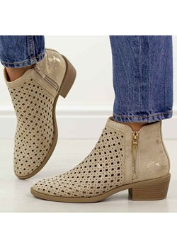 Złote botki damskie na obcasie M.Daszyński 2353-17 ze sklepu suzana.pl w kategorii Botki - zdjęcie 189010092