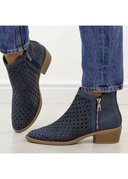 Niebieskie botki damskie na obcasie M.Daszyński 2353-17 ze sklepu suzana.pl w kategorii Botki - zdjęcie 189010184