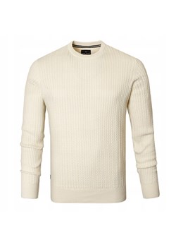 Lekki (Przejściowy) Sweter Męski z Bawełnianej Dzianiny - Pako Jeans - Ecru SWPJNSnicoEC ze sklepu JegoSzafa.pl w kategorii Swetry męskie - zdjęcie 189010273