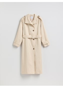 Reserved - Trencz z bawełną - beżowy ze sklepu Reserved w kategorii Płaszcze damskie - zdjęcie 189010360