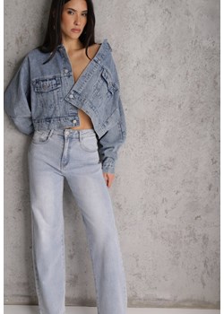 Jasnoniebieskie Jeansy Straight Leg High Waist z Bawełną Erivera ze sklepu renee.pl w kategorii Jeansy damskie - zdjęcie 189010640
