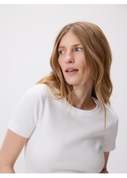 Reserved - T-shirt w prążek - złamana biel ze sklepu Reserved w kategorii Bluzki damskie - zdjęcie 189010980