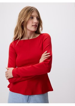 Reserved - Bluzka z baskinką - czerwony ze sklepu Reserved w kategorii Bluzki damskie - zdjęcie 189011292