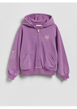 Reserved - Bawełniana bluza z kapturem - ciemnofioletowy ze sklepu Reserved w kategorii Bluzy dziewczęce - zdjęcie 189011461