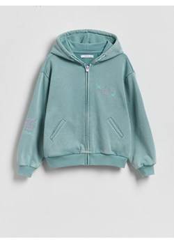 Reserved - Bawełniana bluza z kapturem - miętowy ze sklepu Reserved w kategorii Bluzy dziewczęce - zdjęcie 189011464