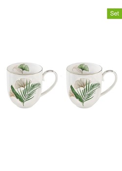Easy Life Filiżanki (2 szt.) "Exotique" w kolorze biało-zielonym - 300 ml ze sklepu Limango Polska w kategorii Dzbanki i zaparzacze - zdjęcie 189018350